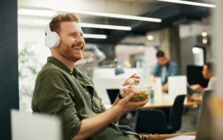 man taking breaks at work